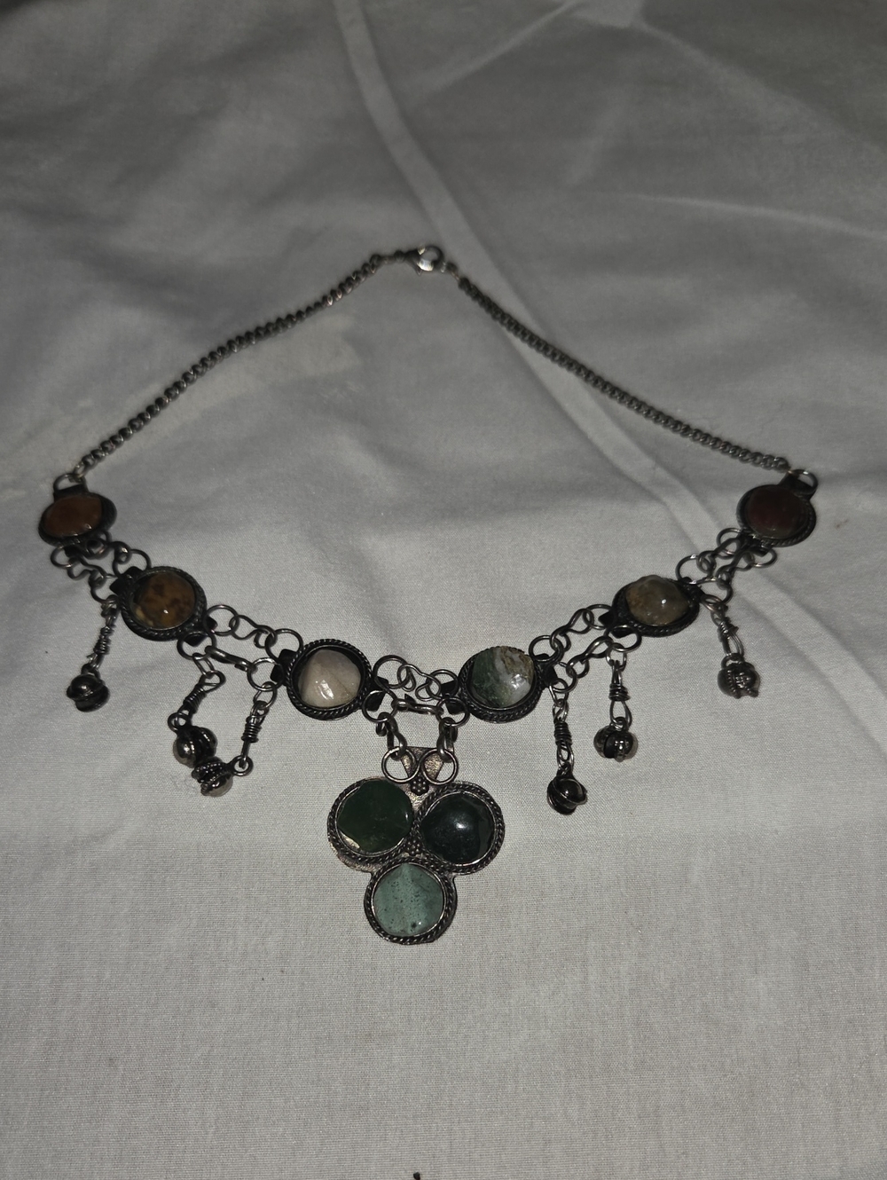 Handcrafted Green Stone Dangle Necklace - Women Jewelry